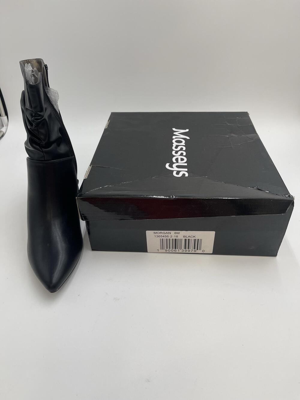 Masseys Morgan Boots Womens Black Synthetic Mid Calf Stiletto Zip New Size 8